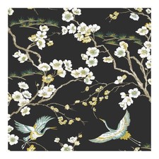 Sublime Japan Floral Wallpaper | Black Fauna Tropical