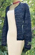 LK BENNETT WOOL ANGORA Marble Stripe   FITTED  Buttoned CARDIGAN M