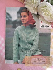 Vintage Knitting Pattern 50s Lady's 3-ply, 4-ply & D/K Slash Neck Jumper