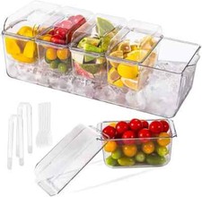 Ice-Chilled Condiment Server with 5 Removable Containers – Buffet Serving Tray