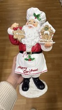 Tk Maxx  Red Chef Santa With Gingerbread Cookie, Christmas Decoration Merry Xmas