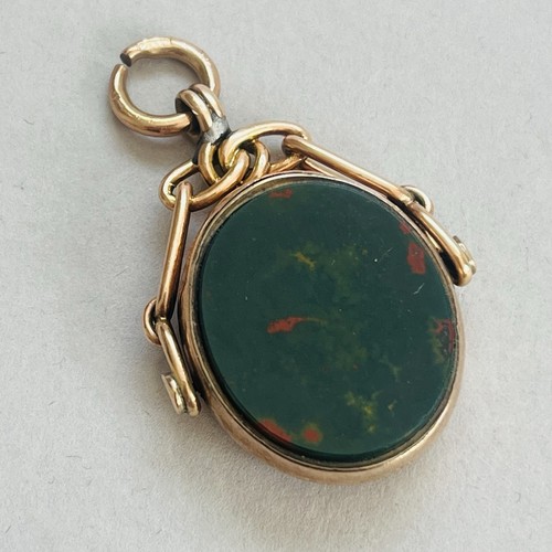 Victorian 9ct gold fob pendant - gold,