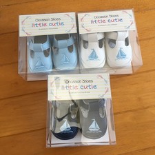 Baby boy pram shoes boat cream blue 1 - 12 months