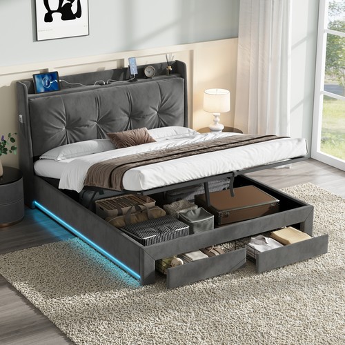 Ottoman upholstered bed frame - bed,