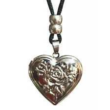 Flower Heart Locket Pendant Necklace Rose Keepsake Prayer Photo Hair Jewellery