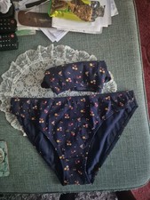 Women's Panties Briefs Navy Blue Floral Size 14/16 2 Pairs
