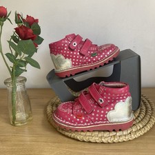 Little Kickers Infant Pink & Silver Hook And Loop Leather Ankle Boots EU26/UK8.5