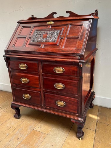 Edwardian mahogany bureau - edwardian,