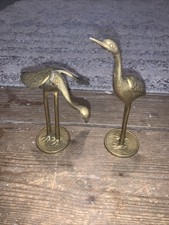 Vintage Pair Solid Brass Stork