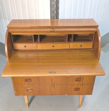 Vintage Egon Ostergaard Bureau Teak Roll Top Desk Danish MCM Mid Century 