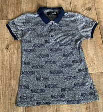 Love Moschino T Shirt Boys Size Medium Grey Navy Blue Kids 100% Cotton