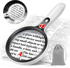 Large Magnifying Glass with Light, 10X, 25X, 45X, Illuminated Magnifier, 14cm, 3