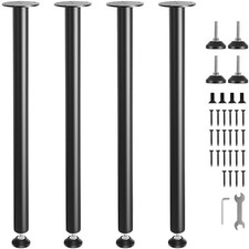 VEVOR 762MM Solid Steel Adjustable Desk Legs Office Table Furniture 4 PCS Black