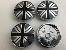 4 PCS UK Flag Union Jack Wheel Centre Cap Alloy Hub Center Caps 60mm Black Grey