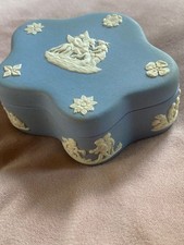Wedgewood Trinket Box Jasperware Blue & White Vintage 