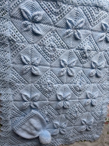 Blue hand knitted baby - baby, blanket