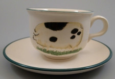 Designs By Cloverleaf 'Farm Animals' Cup & Saucer. Rooster And Pig Design