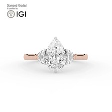 Pear Diamond Trilogy Ring 14k