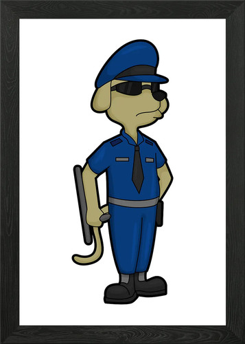 Dog police baton framed - framed, wall