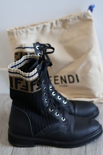 Fendi rockoko black leather - rockoko, &