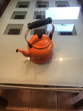 Le Creuset Stove Top Kettle Volcanic Orange 1.1 Litre Enamelled Steel V Low Use