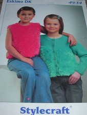 Original Stylecraft Knitting Pattern Girl's Eskimo DK Top & Cardigan No 4934