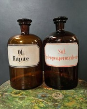 Pair of Large Glass Apothecary