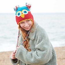 Hand Knitted Woolly Colourful Owl Woollen Animal Hat, One Size