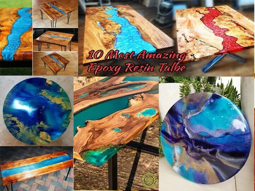 Art resin table top - art,