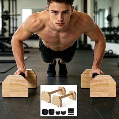 Wooden parallettes bars solid - wooden,