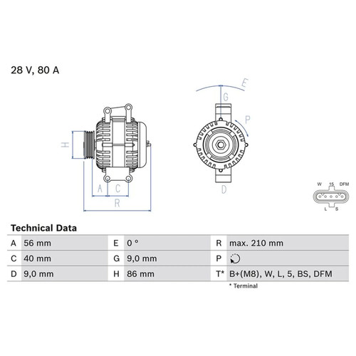 Bosch car alternator 12v - alternator, fits