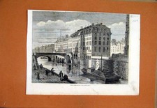 Original Old Antique Print