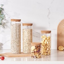 Round clear glass pantry jar - pantry,