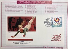 FDC 1988 Olympics Cover - Gymnastics Vault Egypt Cairo Stamp + info Sheet