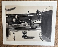 Josef Herman Original Ink And Wash Drawing Boat Motor Car card mounted Unframed