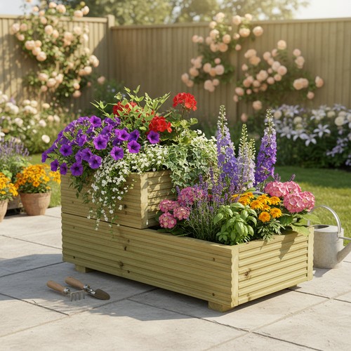 Small tiered garden - garden, steps
