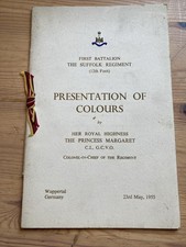 1955 Programme Suffolk Regiment 1st Bn Presentation Of Colours 