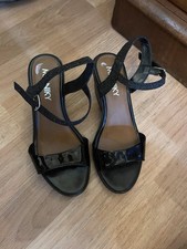 Miss Nicki Patent Sparkly  Black One Strap Wedge Sandals.Size 36.Synthetic. NEW