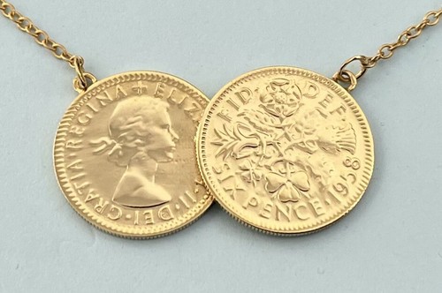 Lucky double sixpence necklace - double,