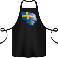 Curled Swedish Flag Sweden Day Football Cotton Apron 100% Organic