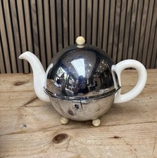 1930s Art Deco Everhot Chrome & Ceramic Insulated Tea pot British Made