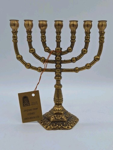 Vintage solid brass menorah - brass,