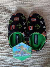 Minecraft Kids Slippers, Cosy Indoor Shoes With Creeper Design UK 10-11 EU 28-29