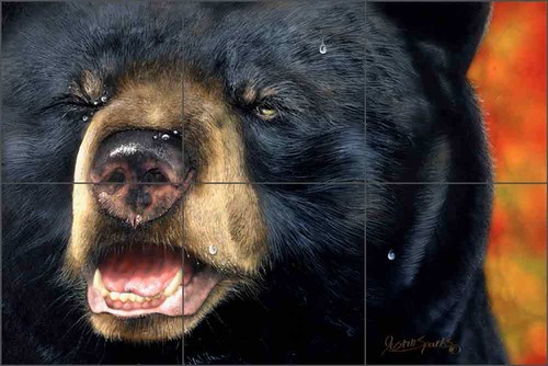 Bear tile mural backsplash - bear,