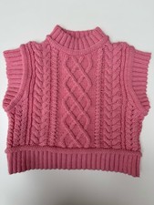 Zara Cable Knit Tank Jumper Fitted Size S Great Condition Pink