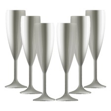 White plastic champagne - white, flutes