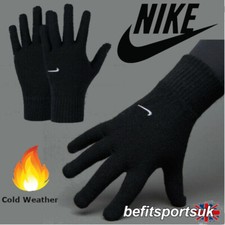 NIKE KIDS GLOVES BLACK JUNIOR FOOTBALL WINTER WARM KNIT SWOOSH SPORTS YOUTHS