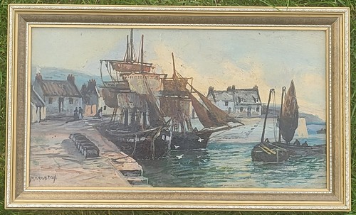 Oil painting harbour - painting,