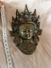 Goddess Tara Devi Mask Wall Hanging Metal Buddhist