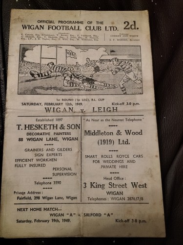 Vintage rugby league - rugby, programme